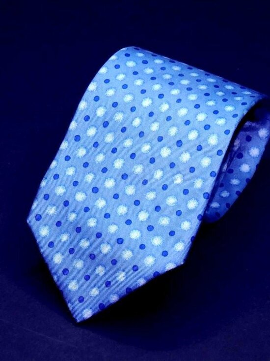 Lancel Paris Other - LANCEL Hand Made In France Pure Silk Blue W/Navy Dots Men's Necktie PRETTY